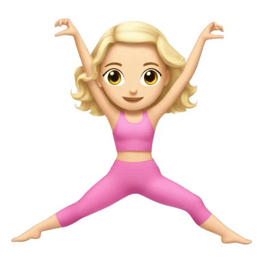 Beautiful white girl with blonde hair doing Pilates in a pink outfit sticker