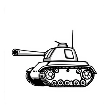 Hand-drawn battle tank with tracks and turret sticker