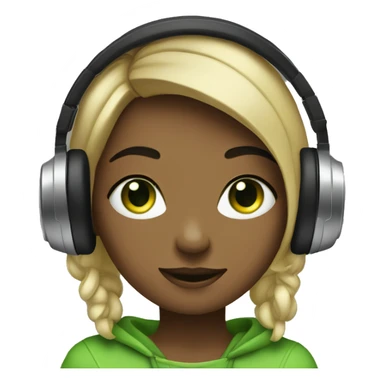 Girlw with a green eyes listening a music on headphones  sticker
