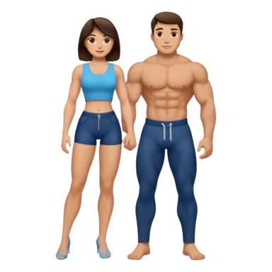 topless big boobs brunette woman unzipping muscular man's pants sticker