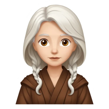 long white haired woman in brown robe sticker