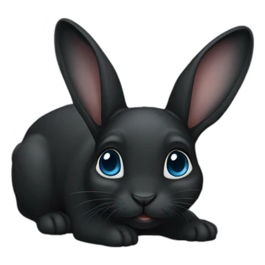 A black baby dutch rabbit with black and blue eyes sticker