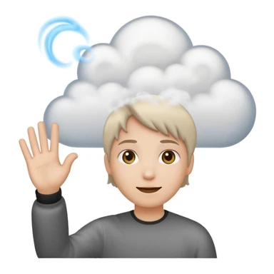 create an emoji with the emojis 👋🏻💨 with an expression like i don't care  sticker