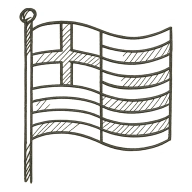 Barcelona flag as a hand-drawn outlined icon, sketchy lines, no fill sticker