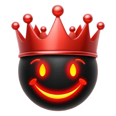 black crown 2D emoji, random neon red glowing stripes sticker