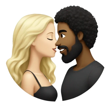 dominican male with beard and black hair afro kissing white blonde girl sticker