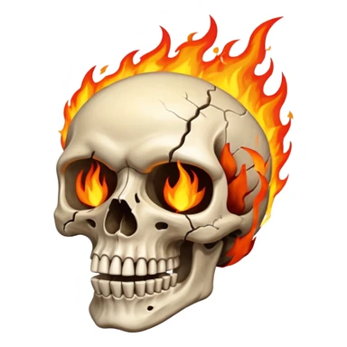 Skull on fire sticker