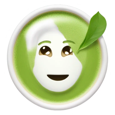 matcha latte without a face in a white glass sticker