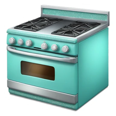 Realistic tiffany blue and silver diamond glitter oven with stove top. sticker