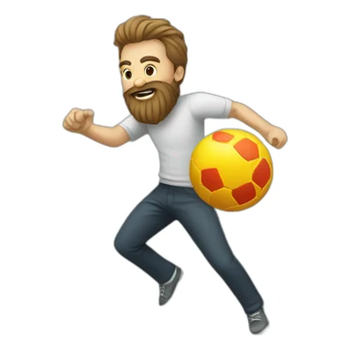 man with beard kicking virus as ball sticker