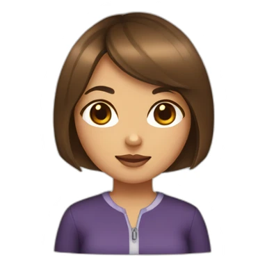 brunnete girl with bob haircut and shiba inu sticker