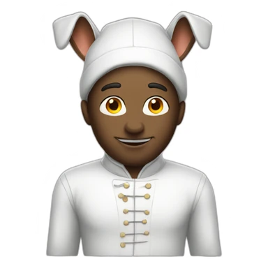 Man in white rabbit costume sticker