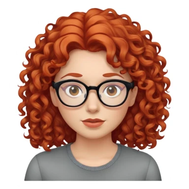 red-haired woman with curly hair, glasses, assertive expression sticker