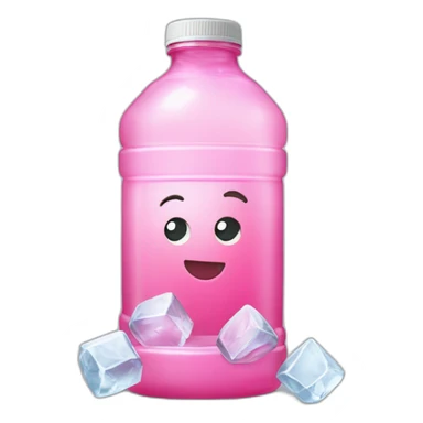 cristaline plastic bottle with pink drink and ice cubes sticker
