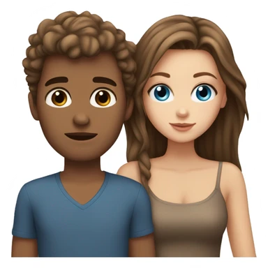 White girl with blue eyes brown hair kissing a guy with brown hair blue eyes and tan skin sticker