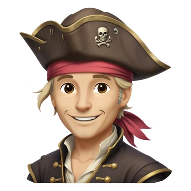Clash of Clans aesthetic: Beautiful and Majestic Pirate Portrait Emoji, Rendered in serene confidence with a gentle, enigmatic smile and a regal tricorn hat, showcasing a distinguished, weathered build with a timeless bandana and soft, wise eyes in natural skin tone, Simplified yet exquisitely endearing features, highly detailed, glowing with a soft, drowsy maritime light, high shine, calm and heroic, stylized with an air of legendary seafaring elegance, soft glowing outline, capturing the essence of a majestic pirate whose noble spirit inspires epic adventures! sticker