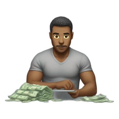 man working very hard to earn very little money sticker