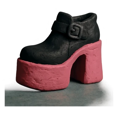 BLACKPINK-inspired gothic platform shoe, textured and bold, black and pink, no hearts sticker