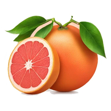 Grapefruit with leaves one of grapefruits cut sticker