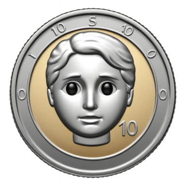 Silver Dime Coin With Out A Face & The Silver Number 10$ On It sticker