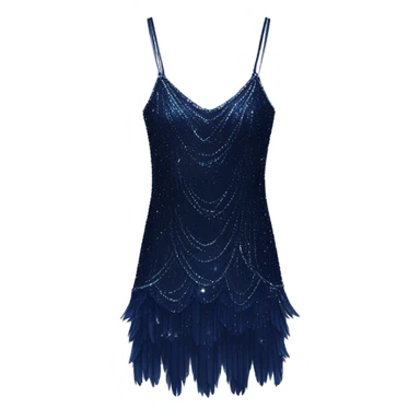 Navy blue sparkly flapper style dress with thin straps sticker