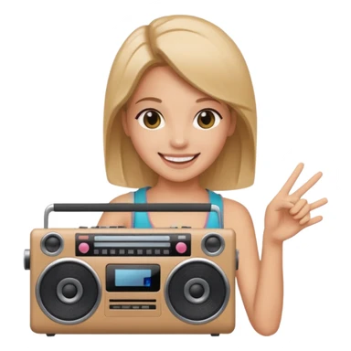 woman holding boombox sticker