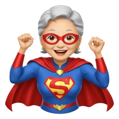 Laughing crazily elderly Chinese superwoman sticker