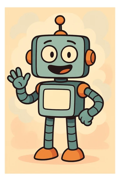 cartoon robot, friendly, colorful, simple background sticker