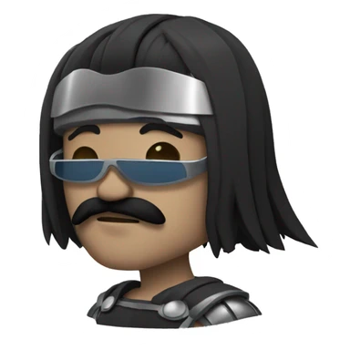 gladiator with long straight black hair, black moustache and sunglasses sticker