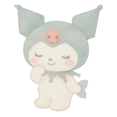Kuromi character, soft colors, watercolor art style, no background, transparent PNG sticker