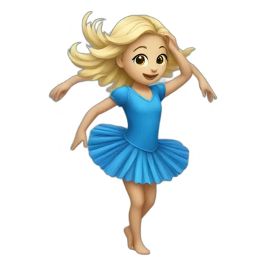 little blonde girl dancing in a blue bird costume sticker