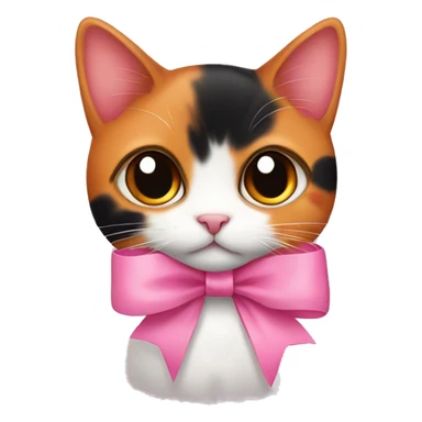 cute orange black calico cat with pink bow  sticker