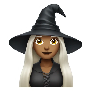 A woman with white long hair and witch's hat  sticker