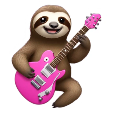 sloth with pink electric guitar sticker