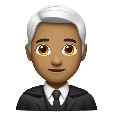 Man, white, black hair with side fade wearing a suit and with a back cape on shoulders sticker