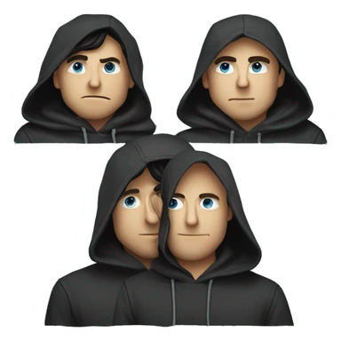 Mann mit Dreitagebart , blaue Augen , schwarze Haare und einem schwarzen Hoodie sticker
