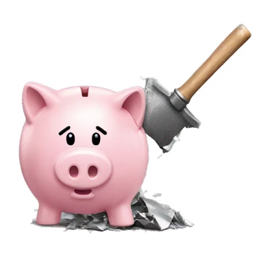 piggy bank, but broken, shattered by a hammer sticker