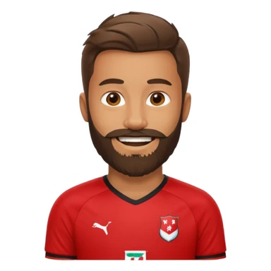 bearded soccer player with red jersey sticker