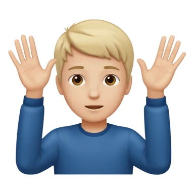 A boy with both hands facing up saying 67 sticker