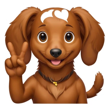 Create a dachshund showing a victory sign with his fingers sticker