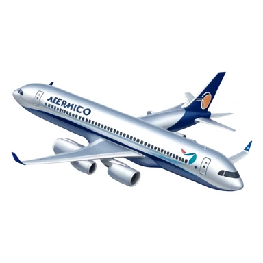 Aeromexico airplane with blue and silver colors sticker
