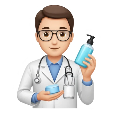 doctor man holding skincare products sticker