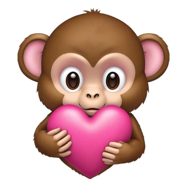 pink heart with monkey  sticker
