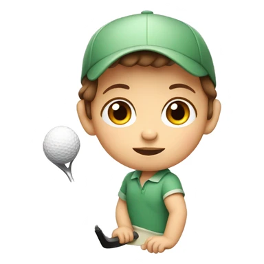 Baby with brown hair holding golf club sticker