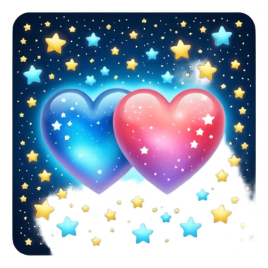 Two hearts one beyond one another with stars in it sticker
