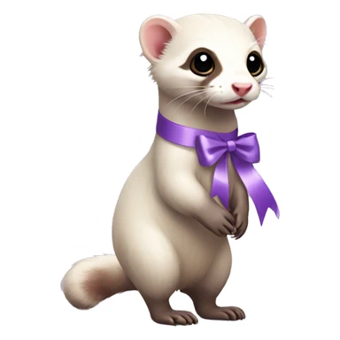 full body ferret with light purple ribbon bow sticker