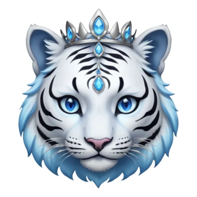 ESO Female white/black tiger khajiit leader of the umbral rose, glowing blue eyes, glowing blue 'third eye' gem; shadow umbral gem silver tiara sticker
