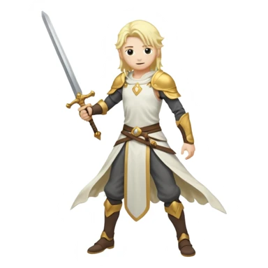 White and golden Aether (from Genshin Impact) with a sword (full body) sticker