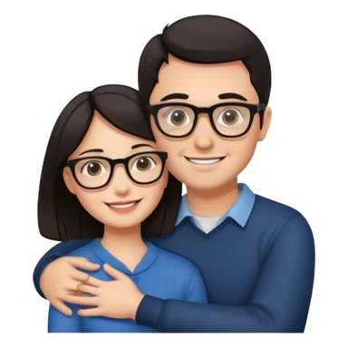 dark haired man with glasses hugging dark long haired woman with glasses sticker