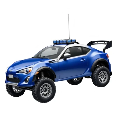 Rally Widened roof Long wheelbase widened pearly midnight snow dark blue 2nd generation 2025 Toyota 86 off-road racer chrome nerf bars,side-step mounted under-door-sill climbing rock sliders, and silver satin wheels  sticker
